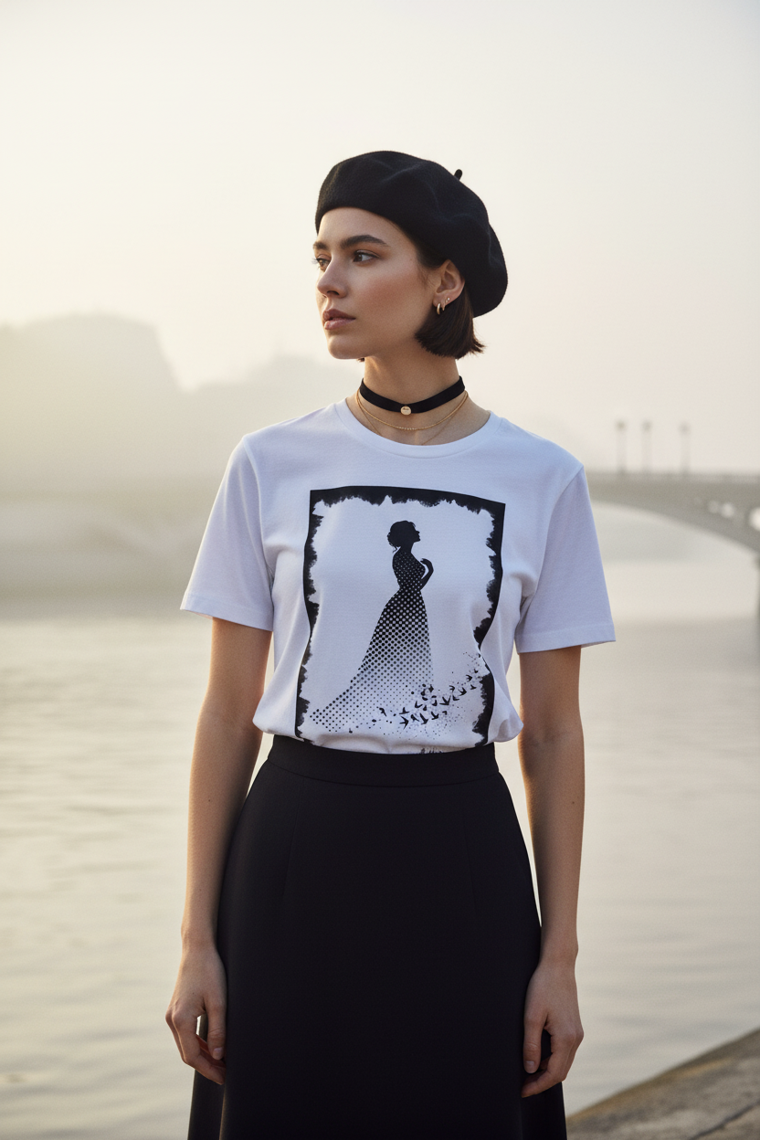 L'ÂME EN VOL – T-Shirt Silhouette Céleste