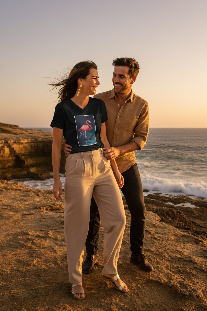 Golden Dusk Couple – Flamant de Minuit Noir
