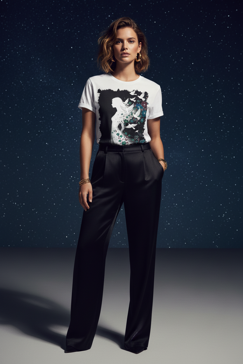 L'ÂME EN VOL – T-Shirt Envol Nocturne – Nuit étoilée
