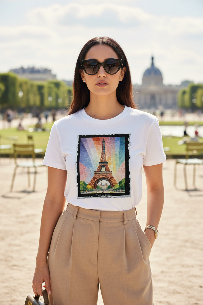 Paris Aquarelle – T-shirt blanc – Tuileries