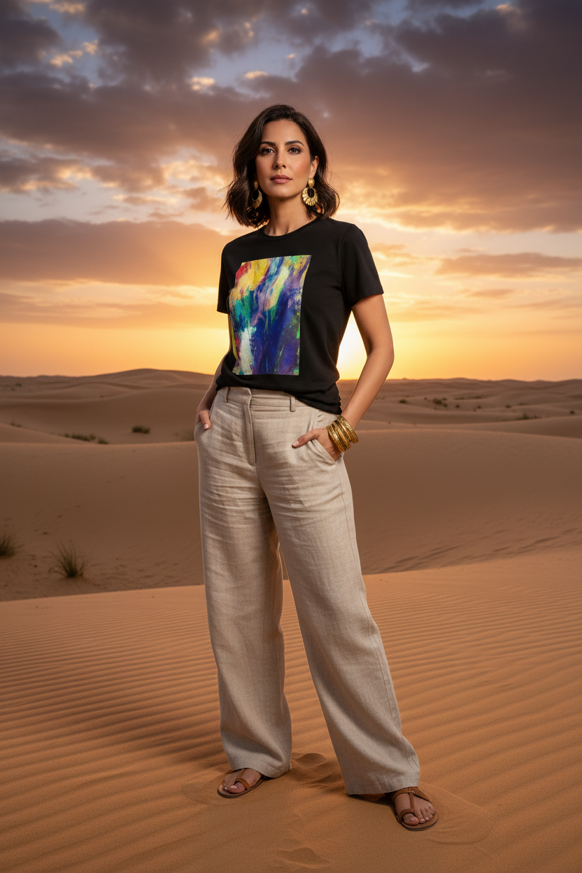 Éclat Sauvage – T-shirt noir – Mains dans les poches