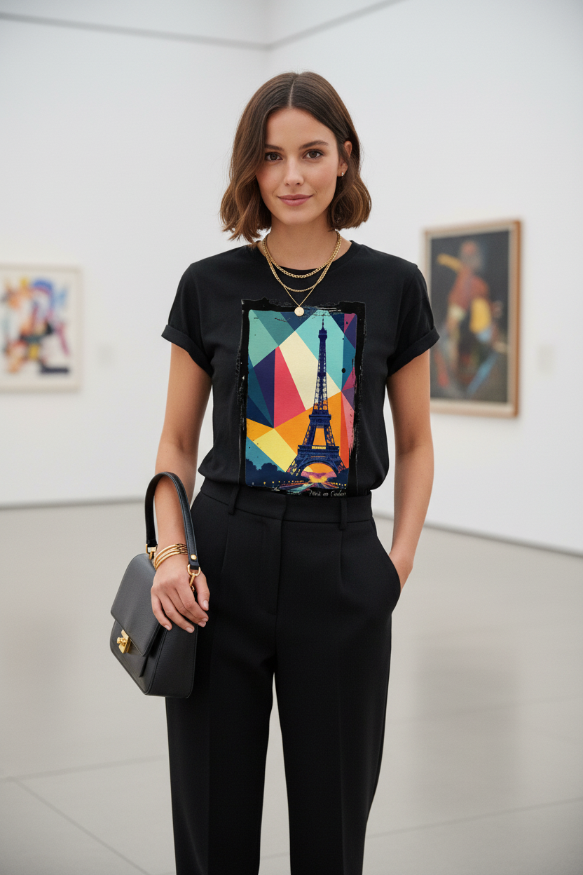 Paris en Couleur – T-shirt noir – Galerie d'art