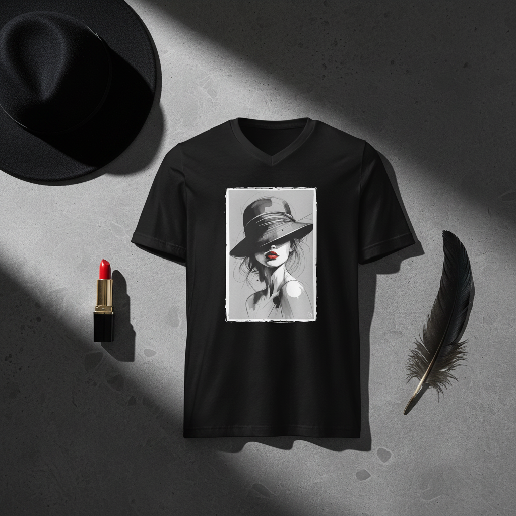 Flat lay T-shirt Regard sous l'Ombre Noir - Collection Regard Dérobé