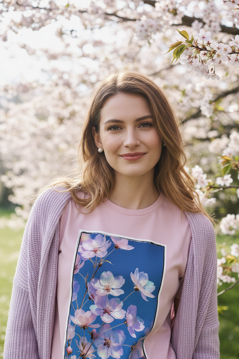 JARDINS DE VERRE – T-Shirt Nacre Florale – Rose – Visual 3