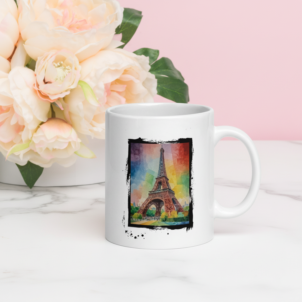 Mug Paris Colors – Fond rose