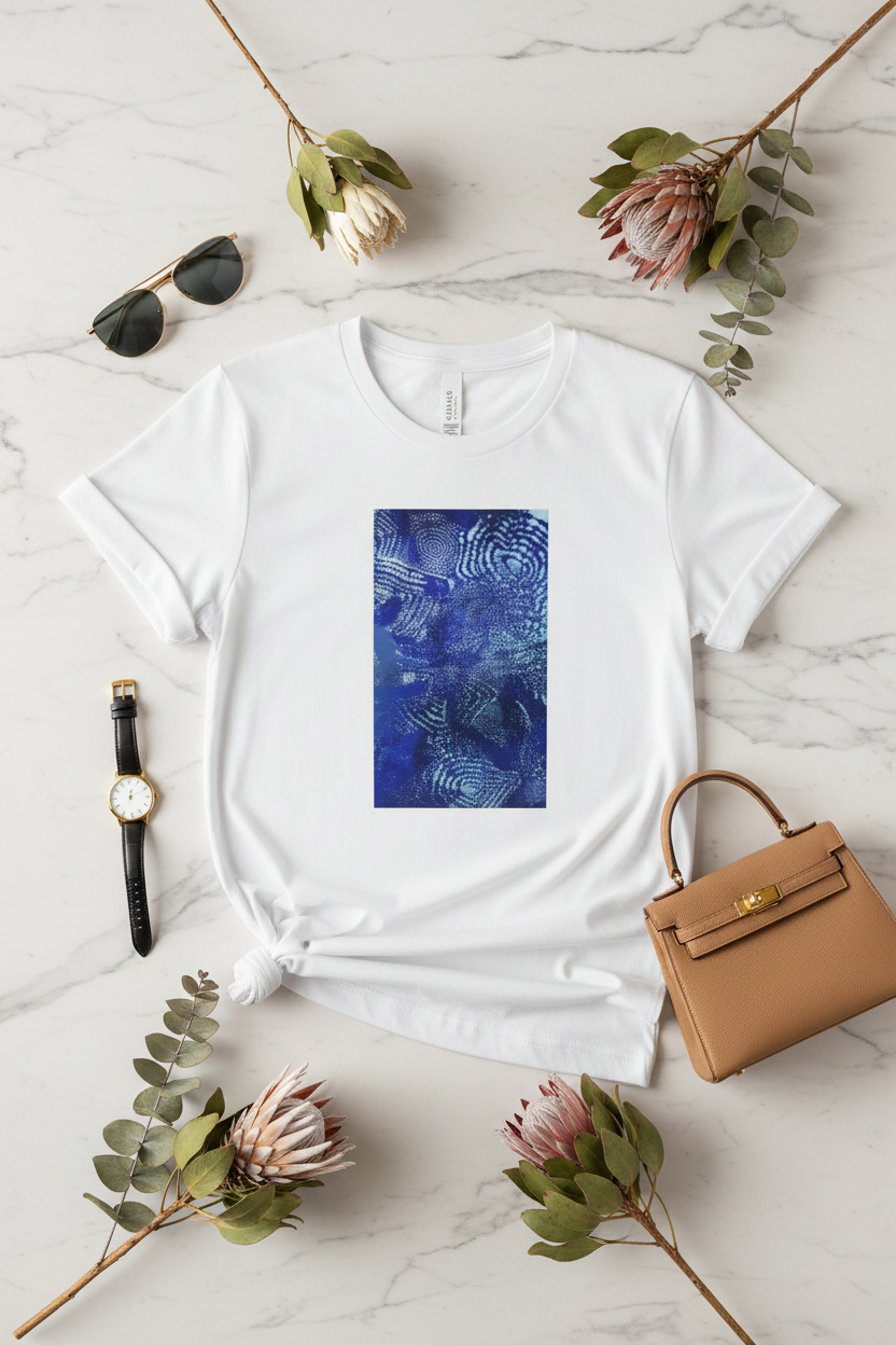 Bleu Infini Blanc — Flat lay marbre luxe