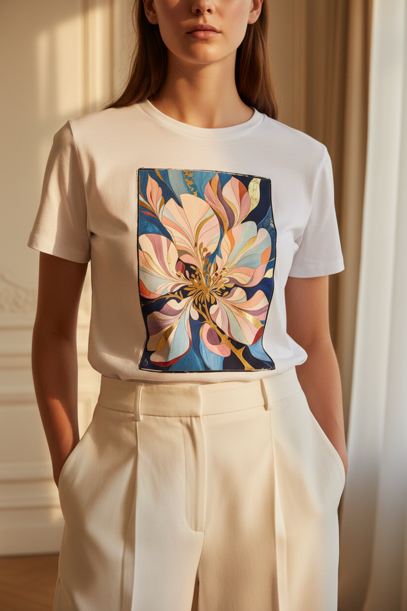 Pétale d'Or – Zoom Print – Blanc
