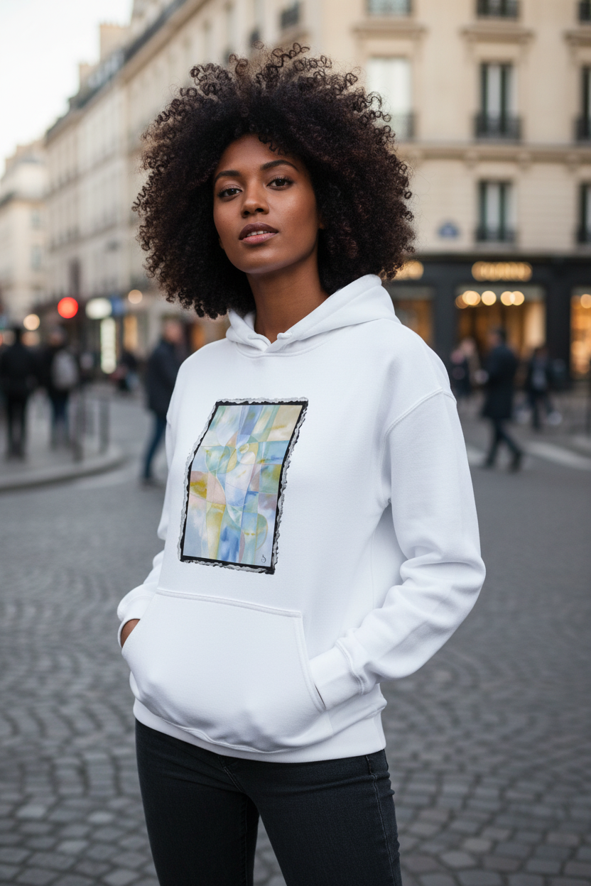 Hoodie Aqua Doré Blanc - visuel 2