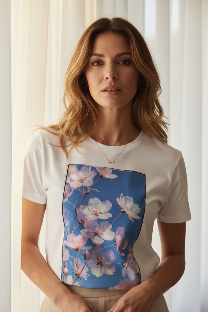 JARDINS DE VERRE – T-Shirt Nacre Florale – Blanc – Visual 3