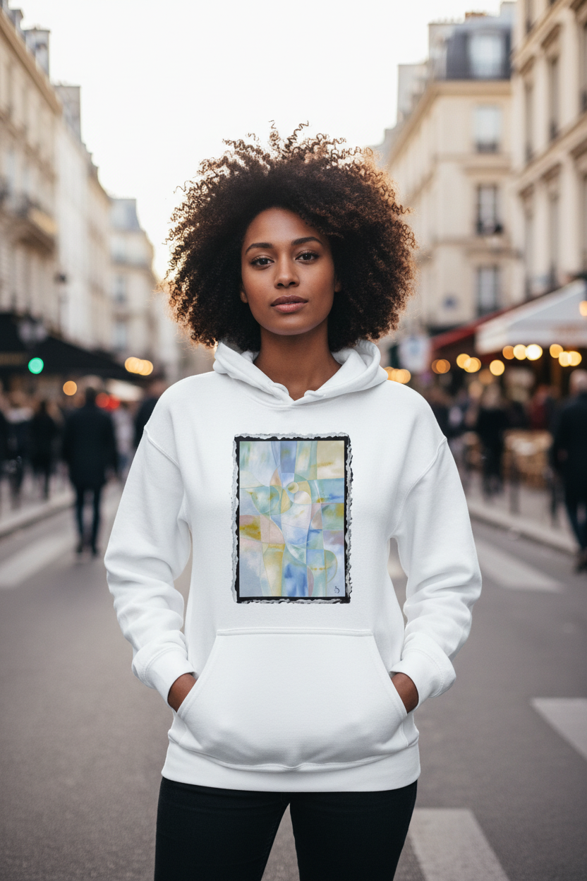 Hoodie Aqua Doré Blanc - visuel 1