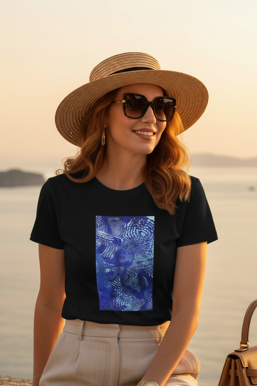 Bleu Infini Noir — Gros plan visage coucher de soleil
