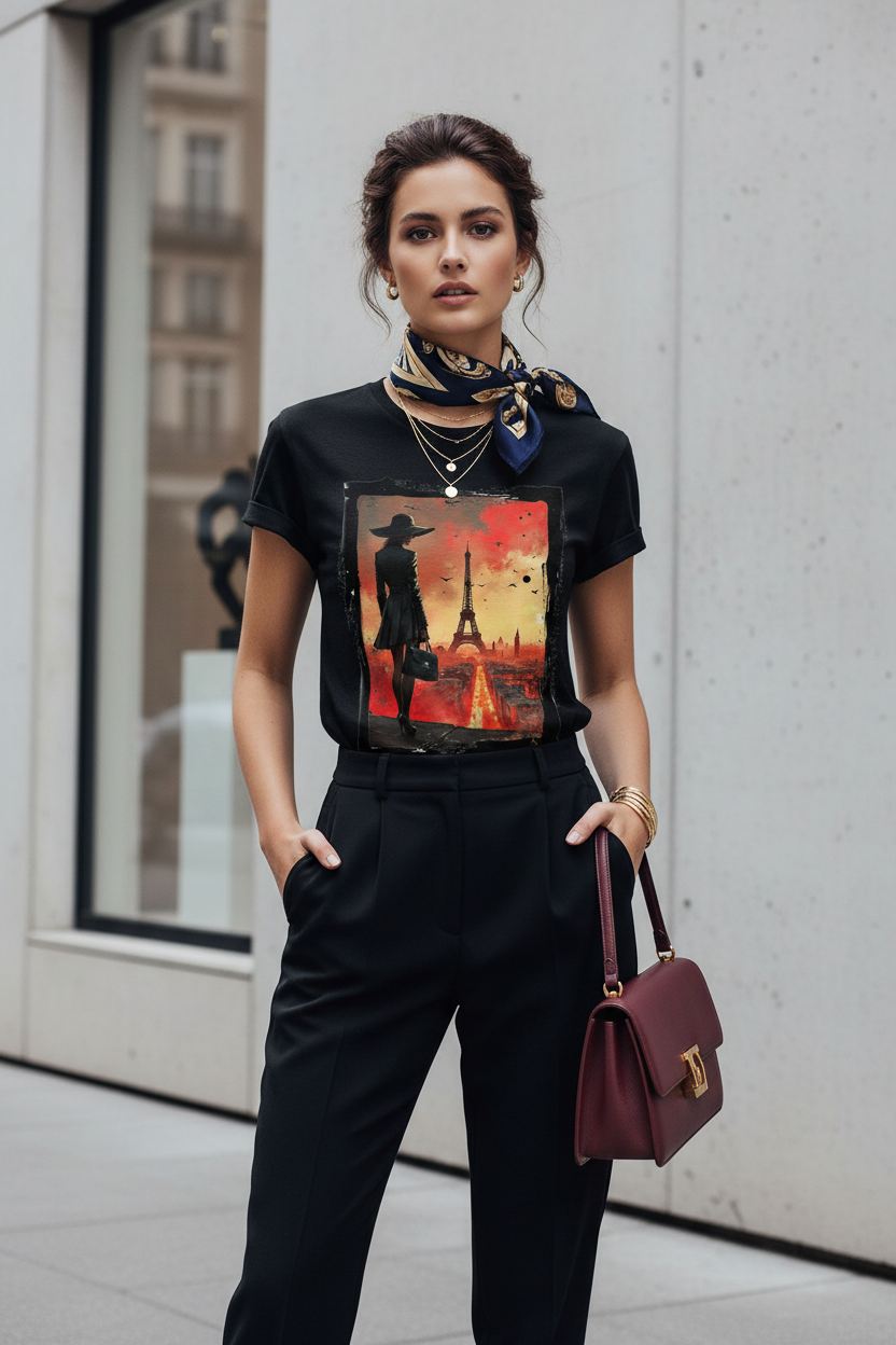 Crépuscule Parisien – T-shirt noir – Galerie d'art