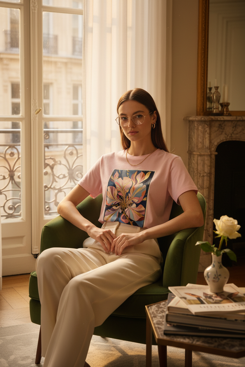 Pétale d'Or – Hôtel Parisien – Rose – Assise canapé